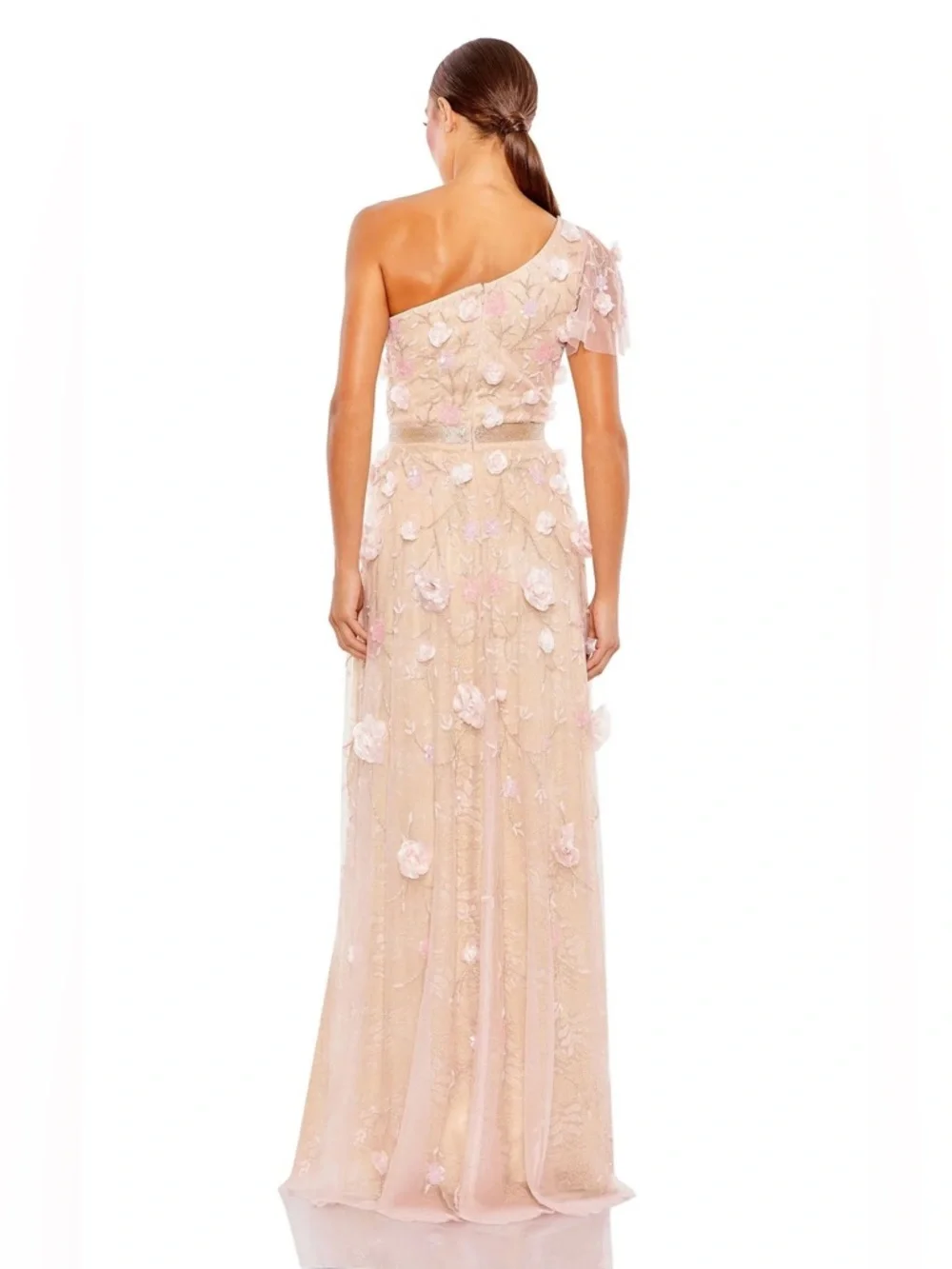 Mac Duggal 3D Floral One Shoulder Maxi Dress - Picture 2 of 3